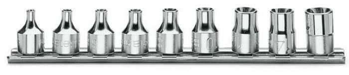 Socket set TORX E4-E16, 9 Pieces, 26 mm High Chrome, BETA