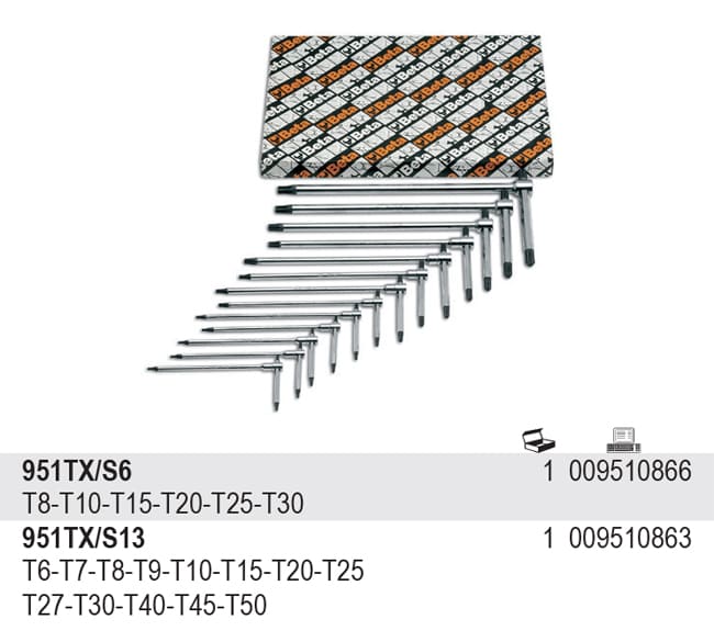 TORX T-Handle set 13 Pieces with Three Ends, BETA Tools