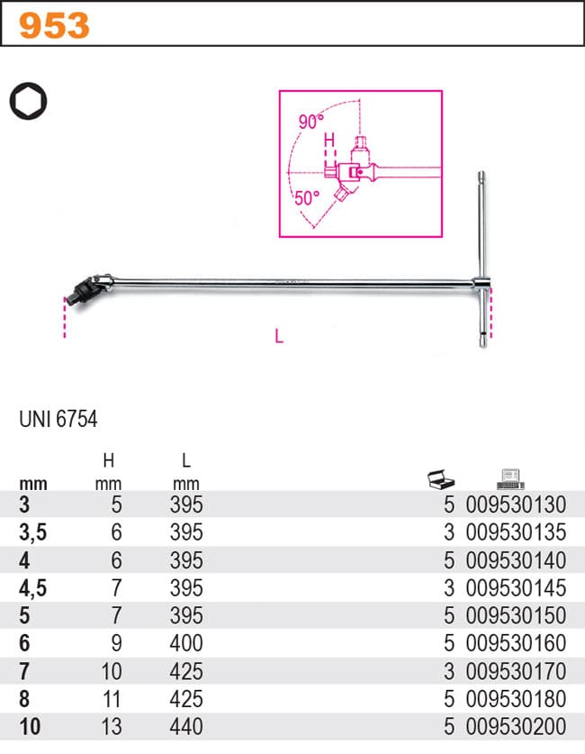 Chrome-plated T-handle wrenches with swivel hex male