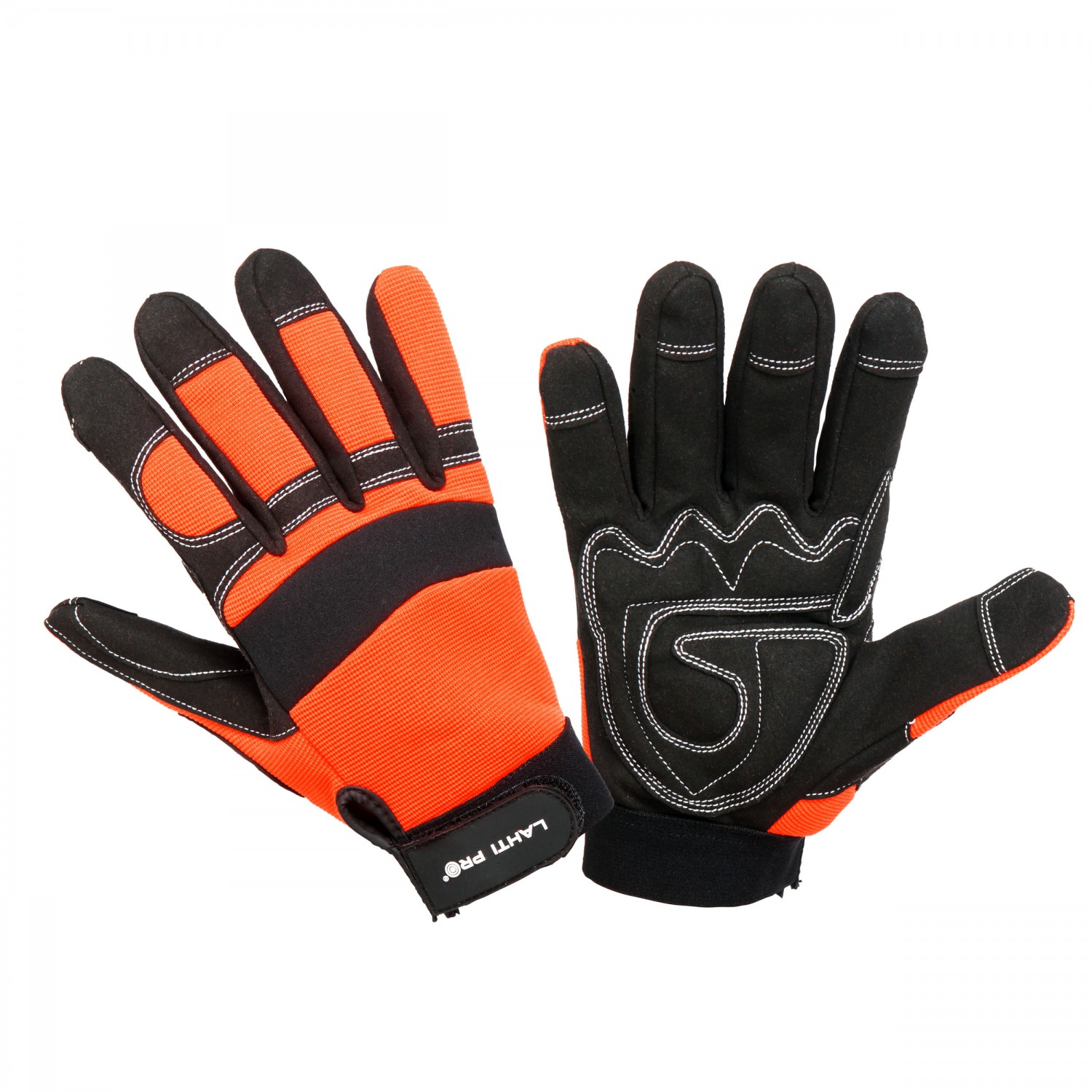 Handskar, svart-orange, spandex, mikrofiber, CE, EN 420, LAHTI PRO L2805