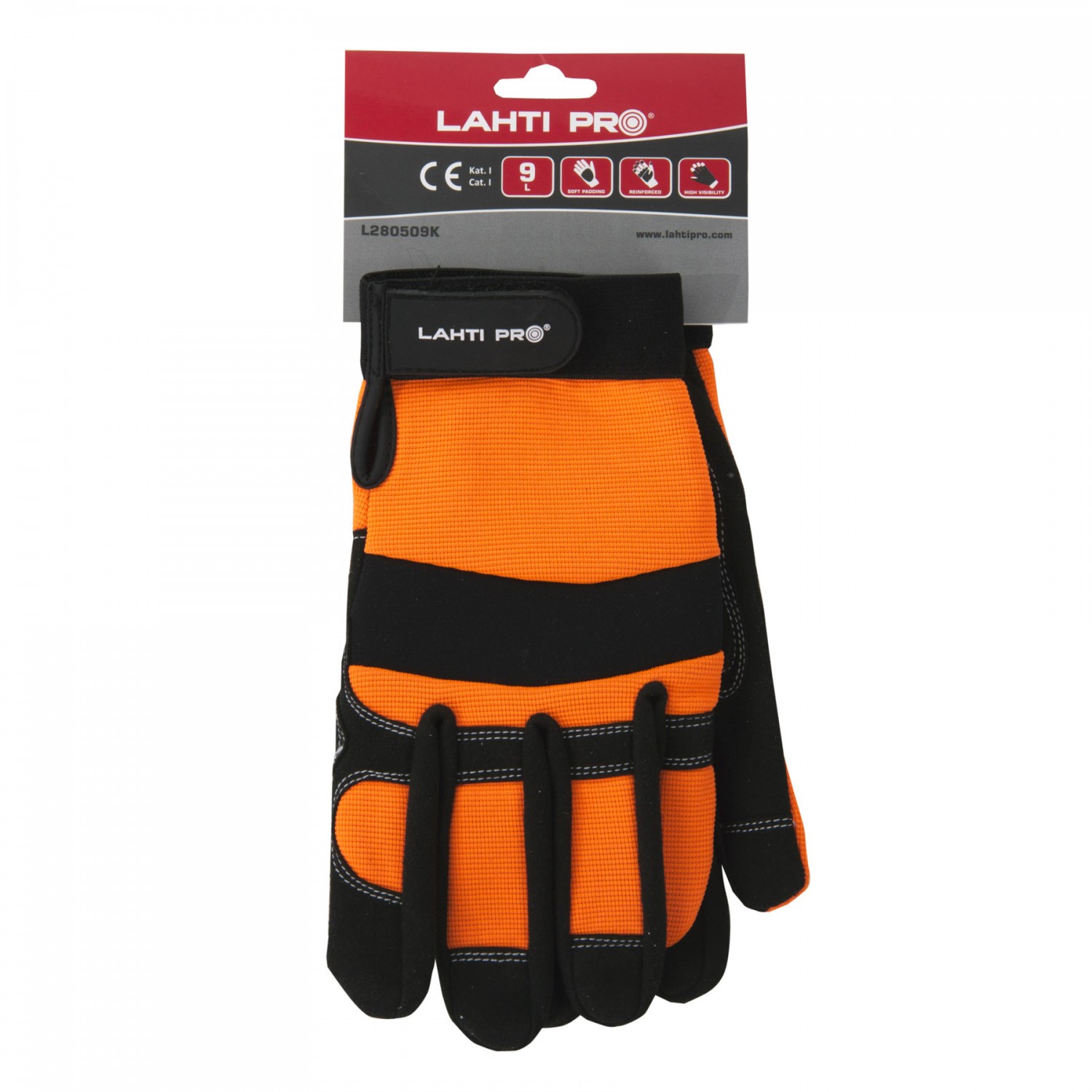 Handskar, svart-orange, spandex, mikrofiber, CE, EN 420, LAHTI PRO L2805