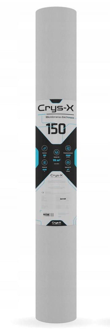 Roofing Membrane, Roof Underlay, Wind Barrier, and Rain Protection, 150g Roll 1.5 x 50m = 75m², Crys-X
