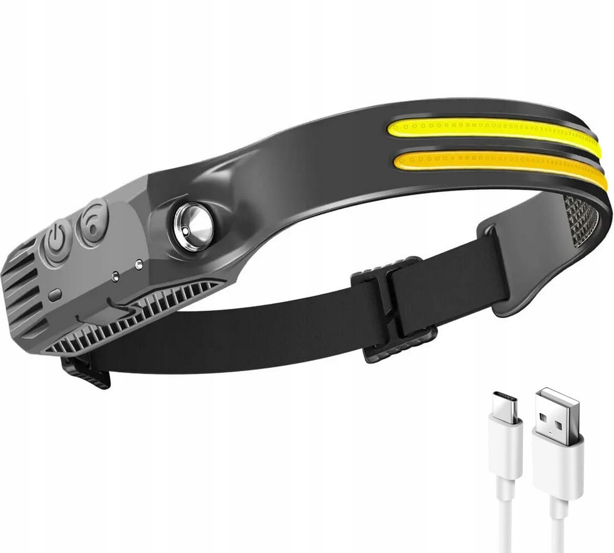 LED Headlight / Flashlight with Motion Sensor 900 lumen, Rechargeable USB-C
