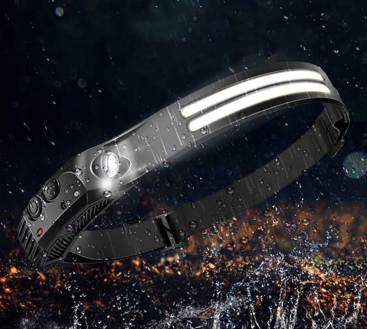 LED Headlight / Flashlight with Motion Sensor 900 lumen, Rechargeable USB-C