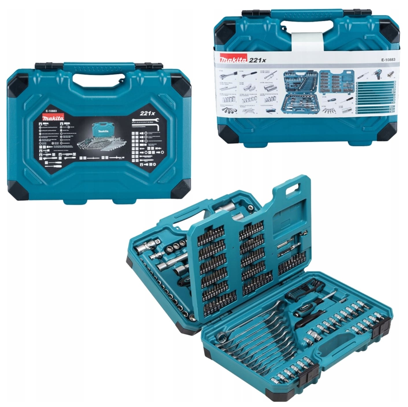 Hand tool set, tool case with 221 tools, MAKITA E-10883