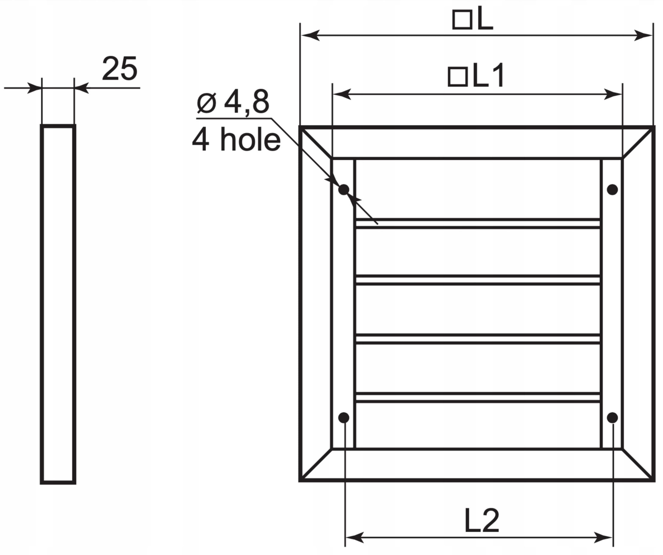 Ventilationsgaller Yttre Gravitationsjalusi 550x550mm PVC Grå, Vents-Group
