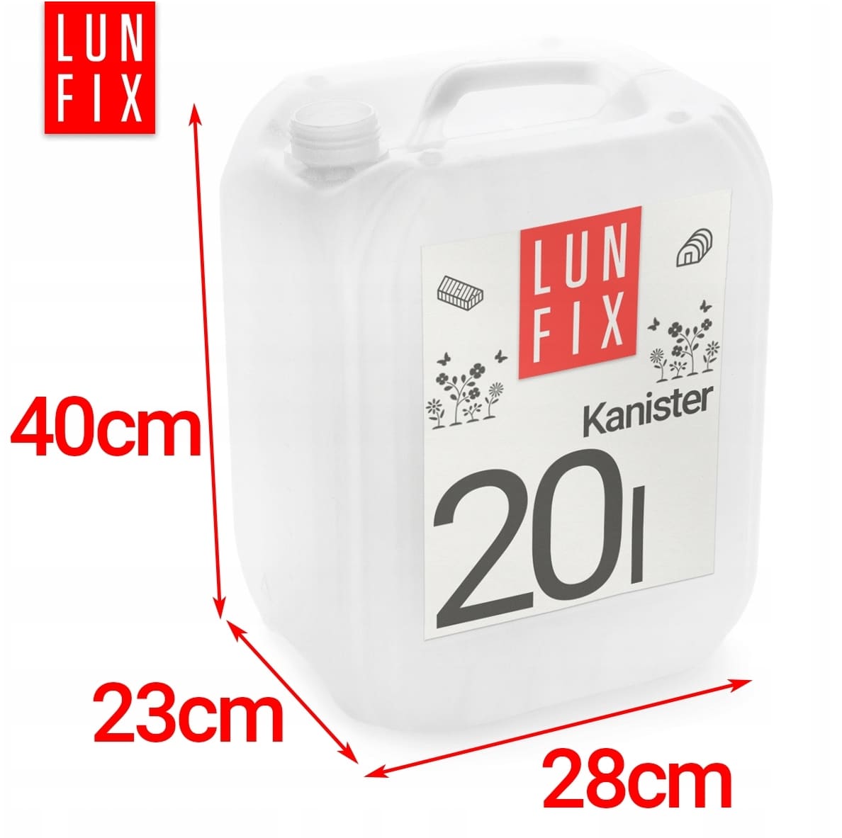 Water Container 20L, Drinking Water Canister, HDPE Plastic, LunFix