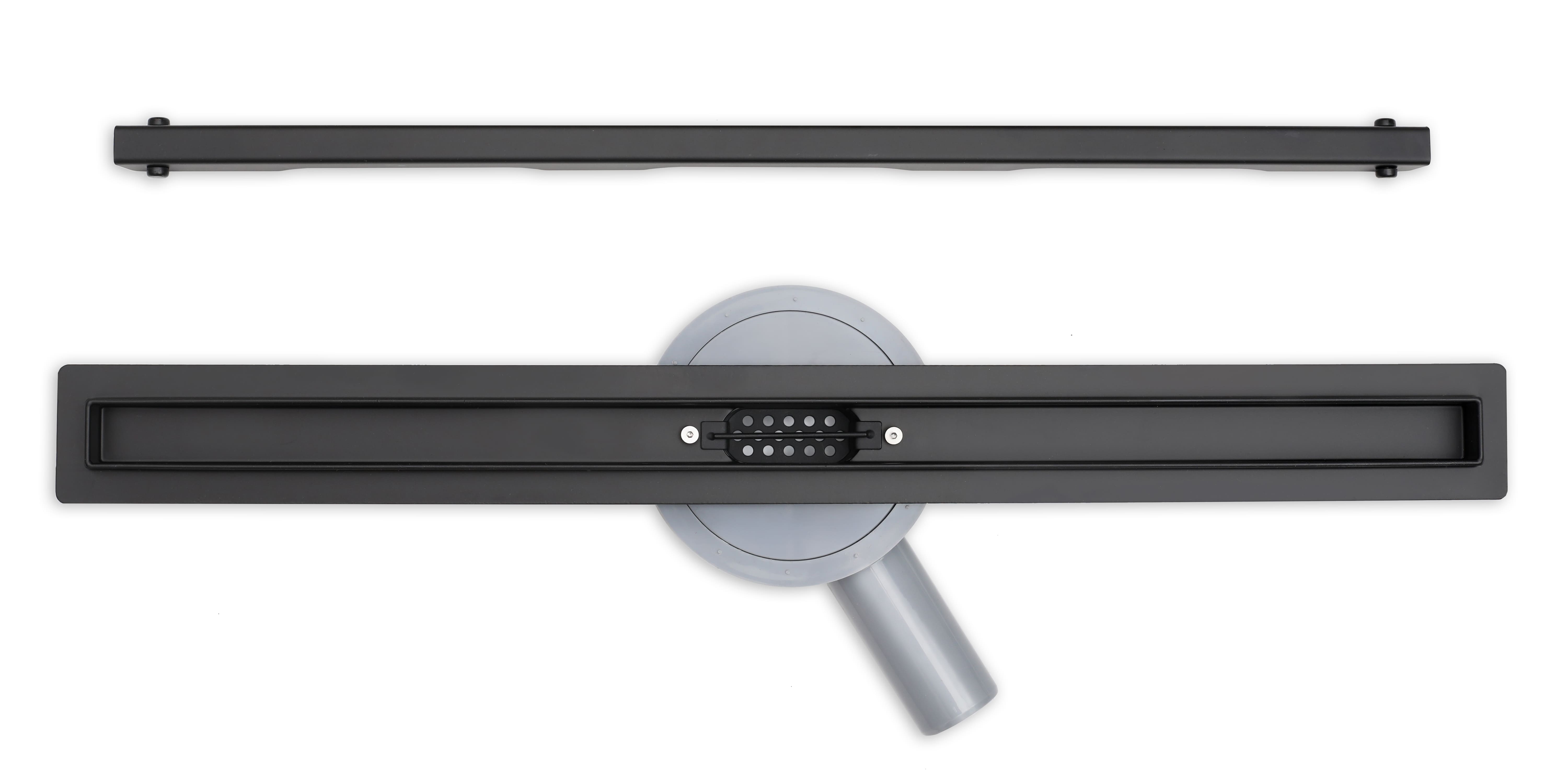 Floor drain, linear drain 60 cm with swivel drain pipe and high flow rate, Prina