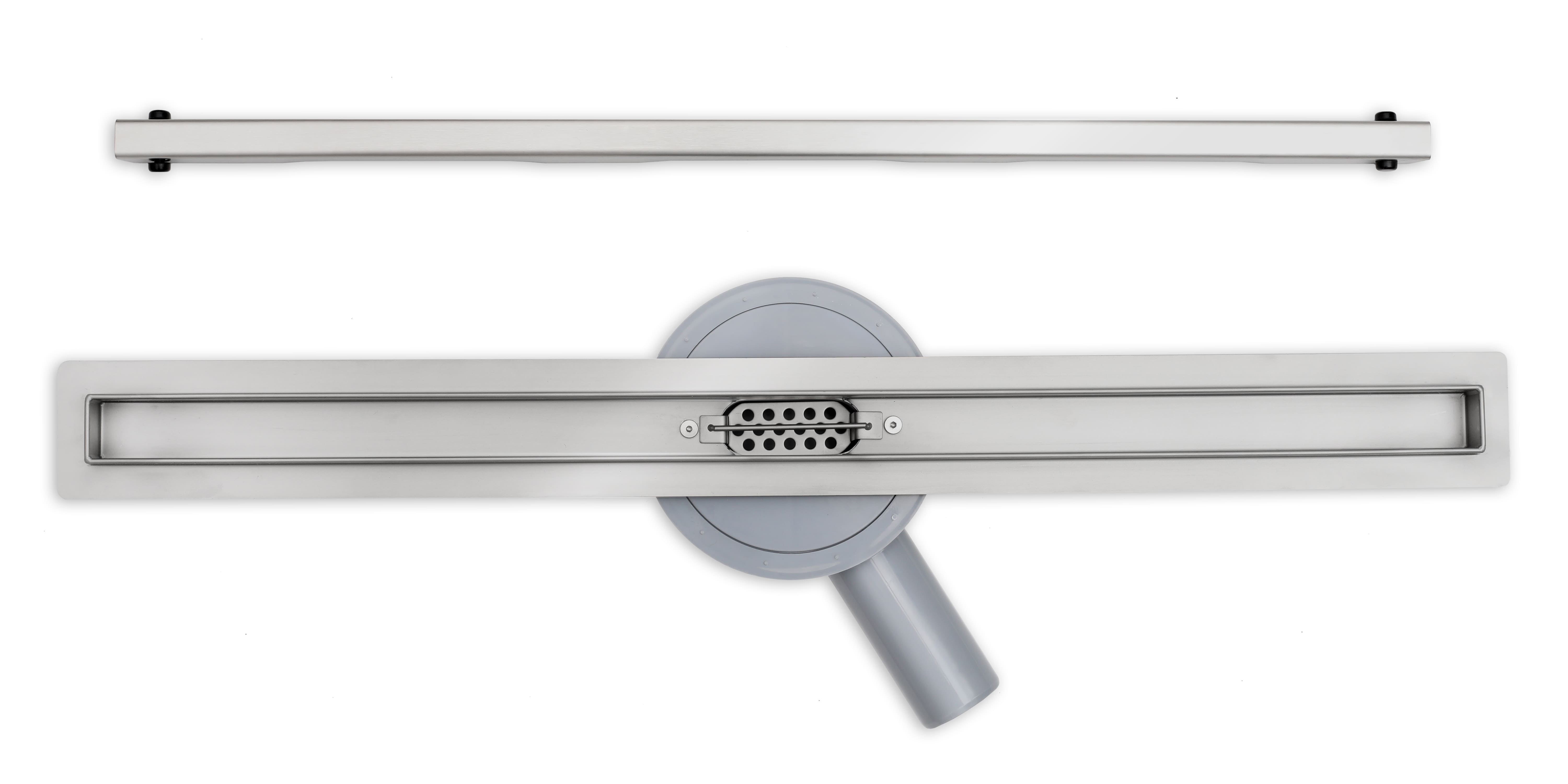 Floor drain, linear drain 60 cm with swivel drain pipe and high flow rate, Prina