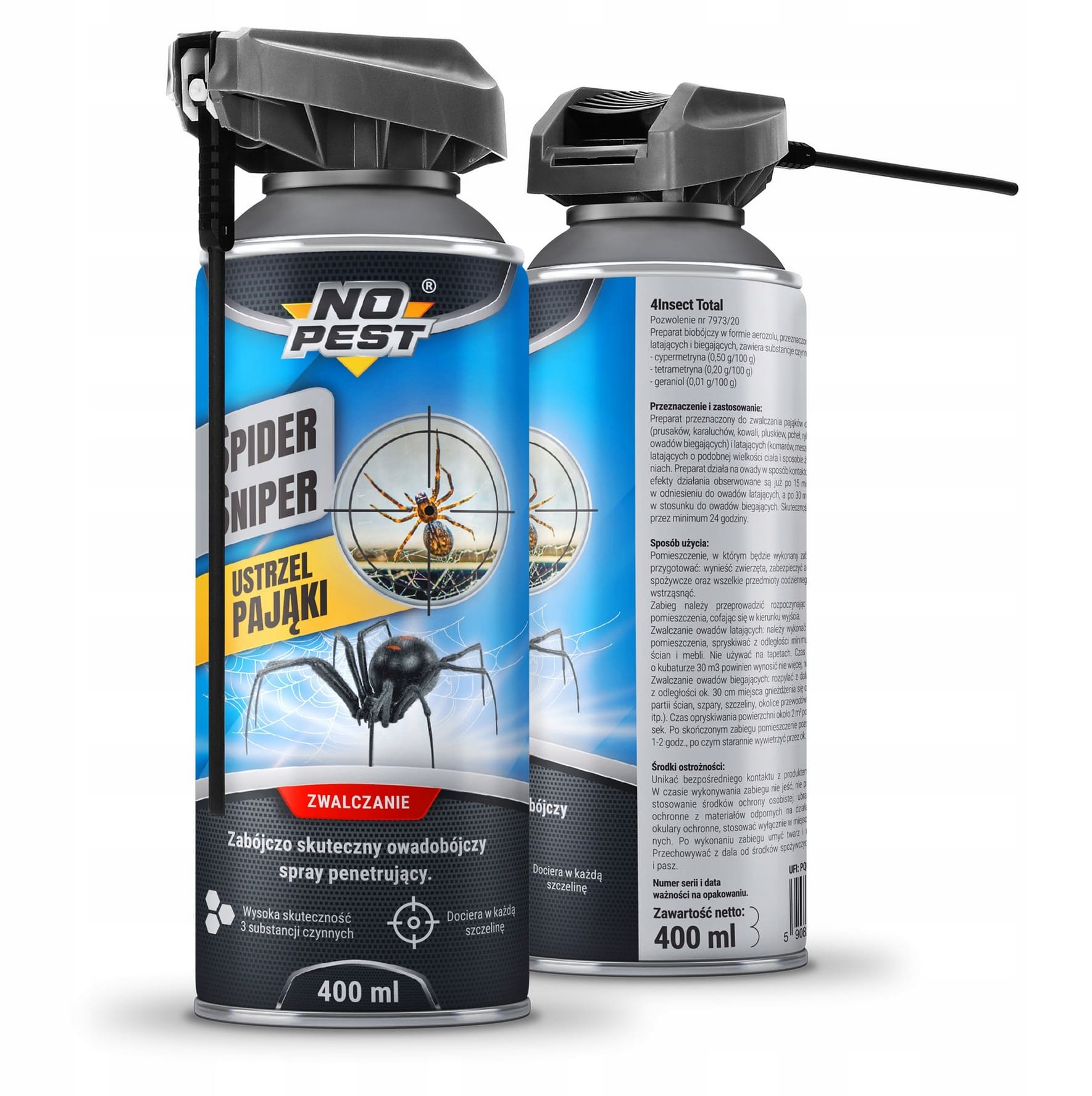 Insektsspray, flugspray, effektiv aerozol mot krypande och flygande insekter, Spider Sniper No-Pest
