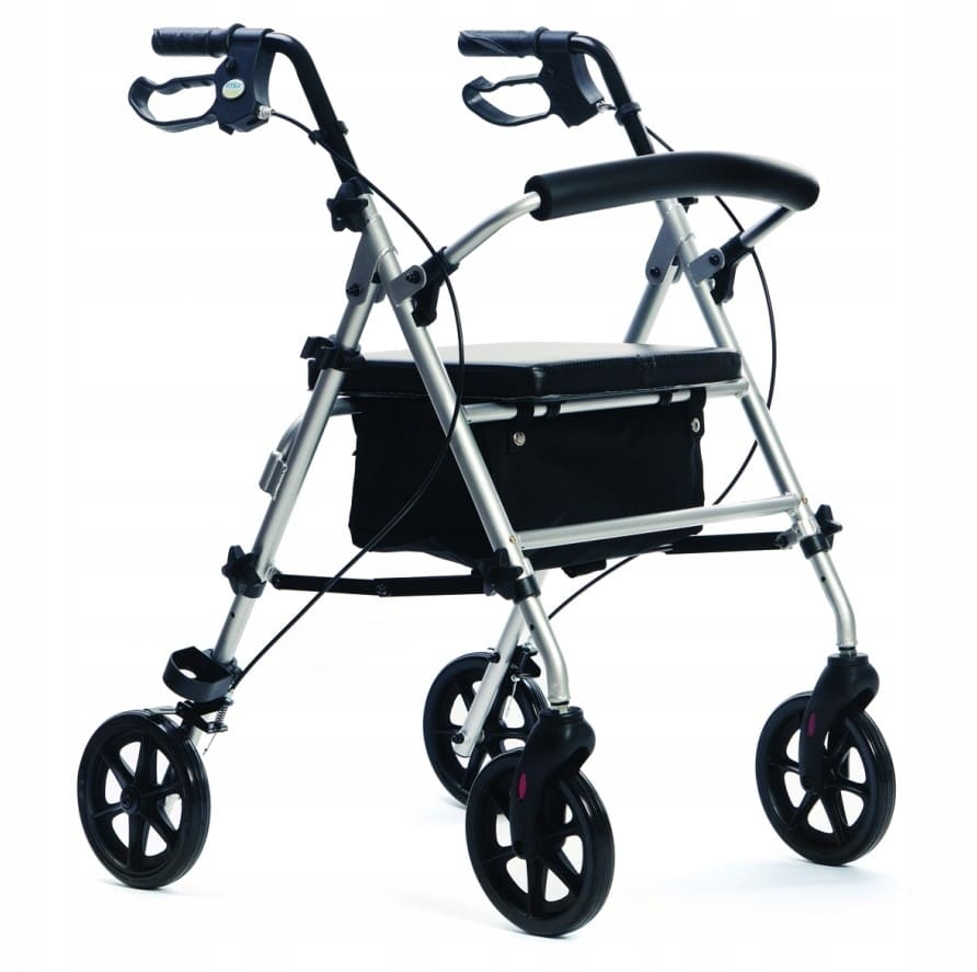 Lightweight rollator, seat, bag, max 120 kg, indoor and outdoor use, silver, Homcom