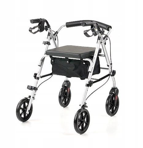 Lightweight rollator, seat, bag, max 120 kg, indoor and outdoor use, silver, Homcom