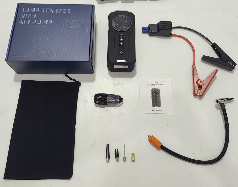 Kraftfull Booster Powerbank Starthjälp och Luftpump 2-i-1, 1000 A, 8400mAh