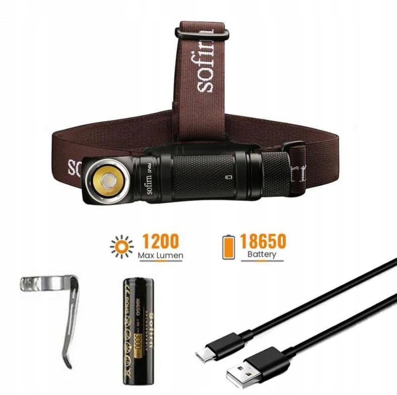 Pannlampa/ficklampa 1200 lumen USB-C