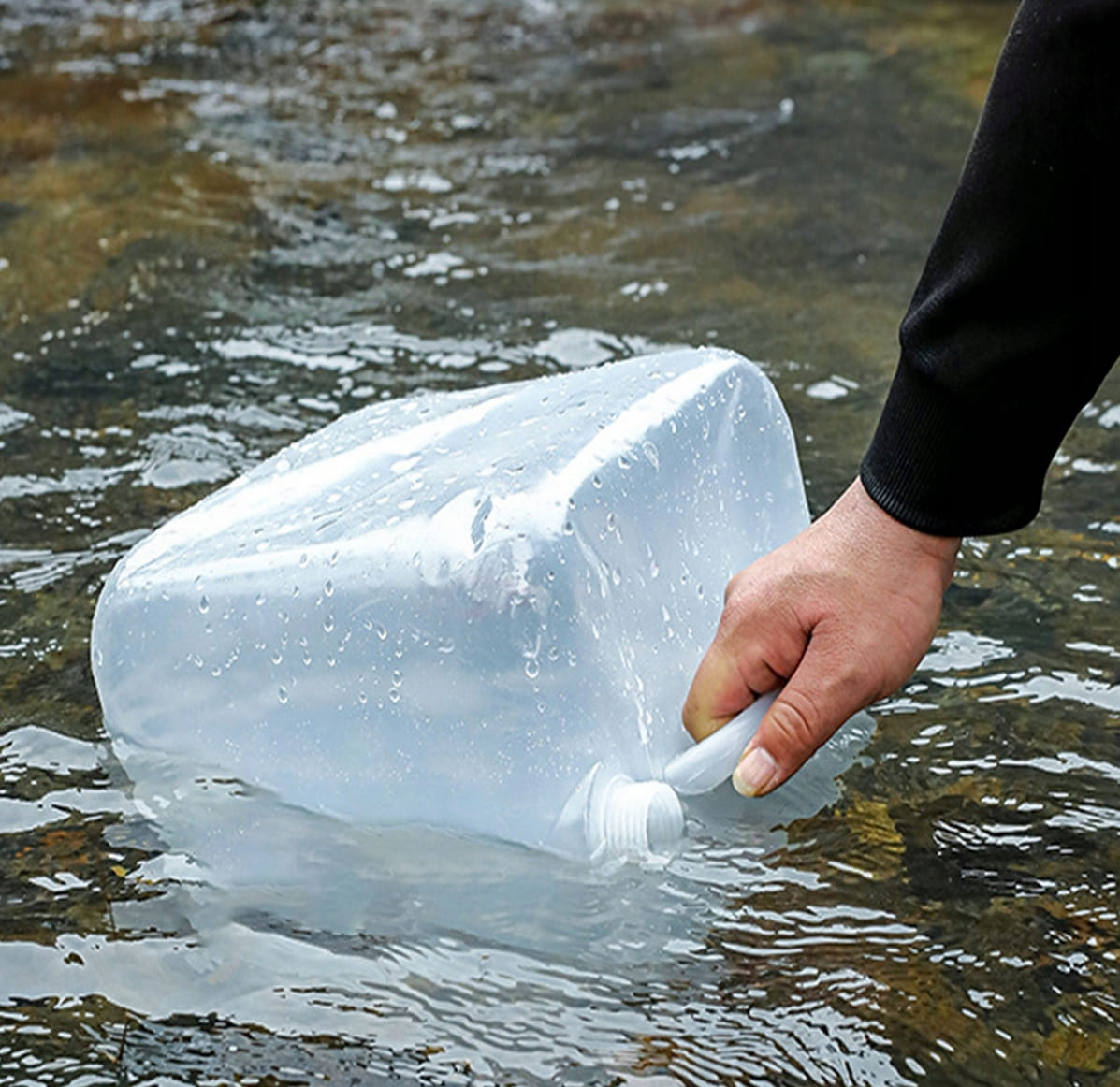 Water container, 2 pcs collapsible containers of 15L each for drinking water, with tap, PVC plastic
