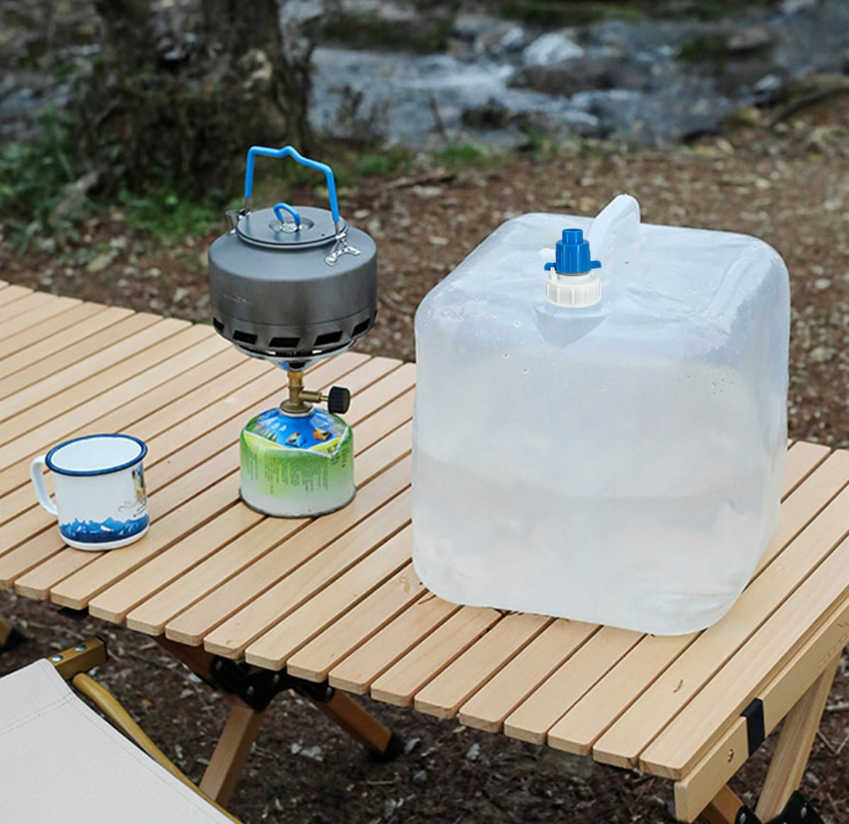 Water container, 2 pcs collapsible containers of 15L each for drinking water, with tap, PVC plastic