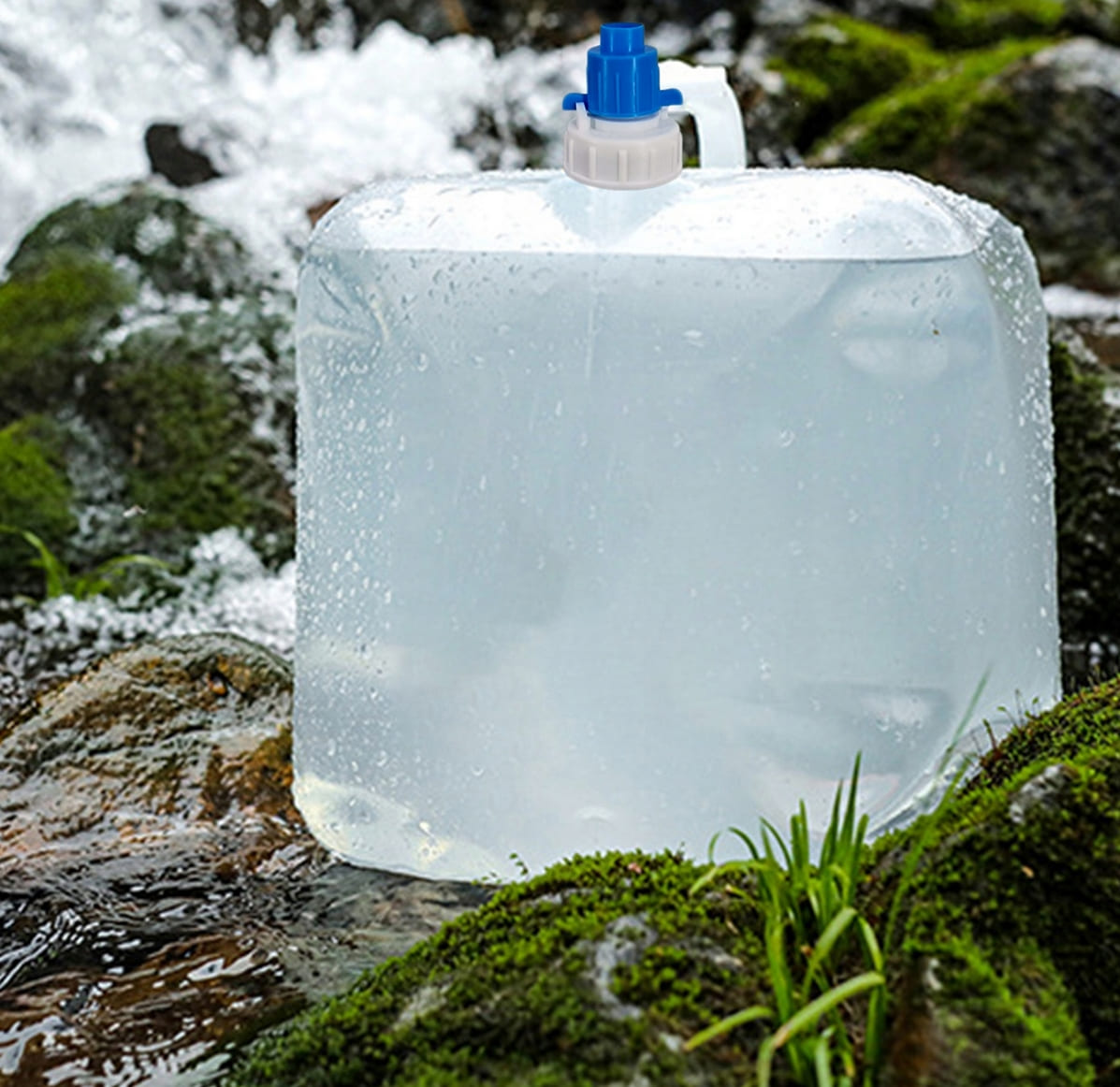 Water container, 2 pcs collapsible containers of 15L each for drinking water, with tap, PVC plastic