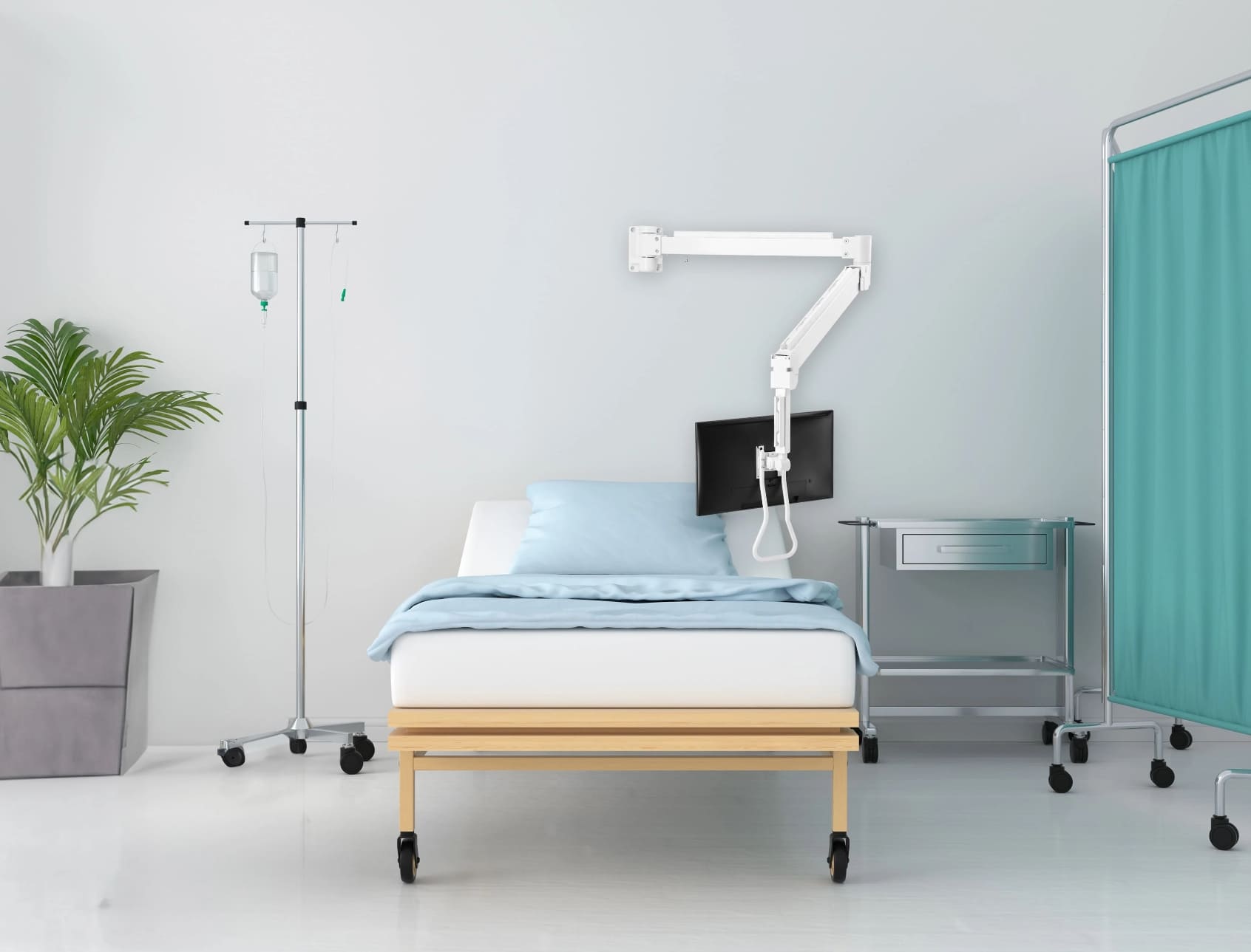 Monitorarm, roterande skärmhållare, lång skärmarm justerbar, väggfäste 178 cm, Spacetronik