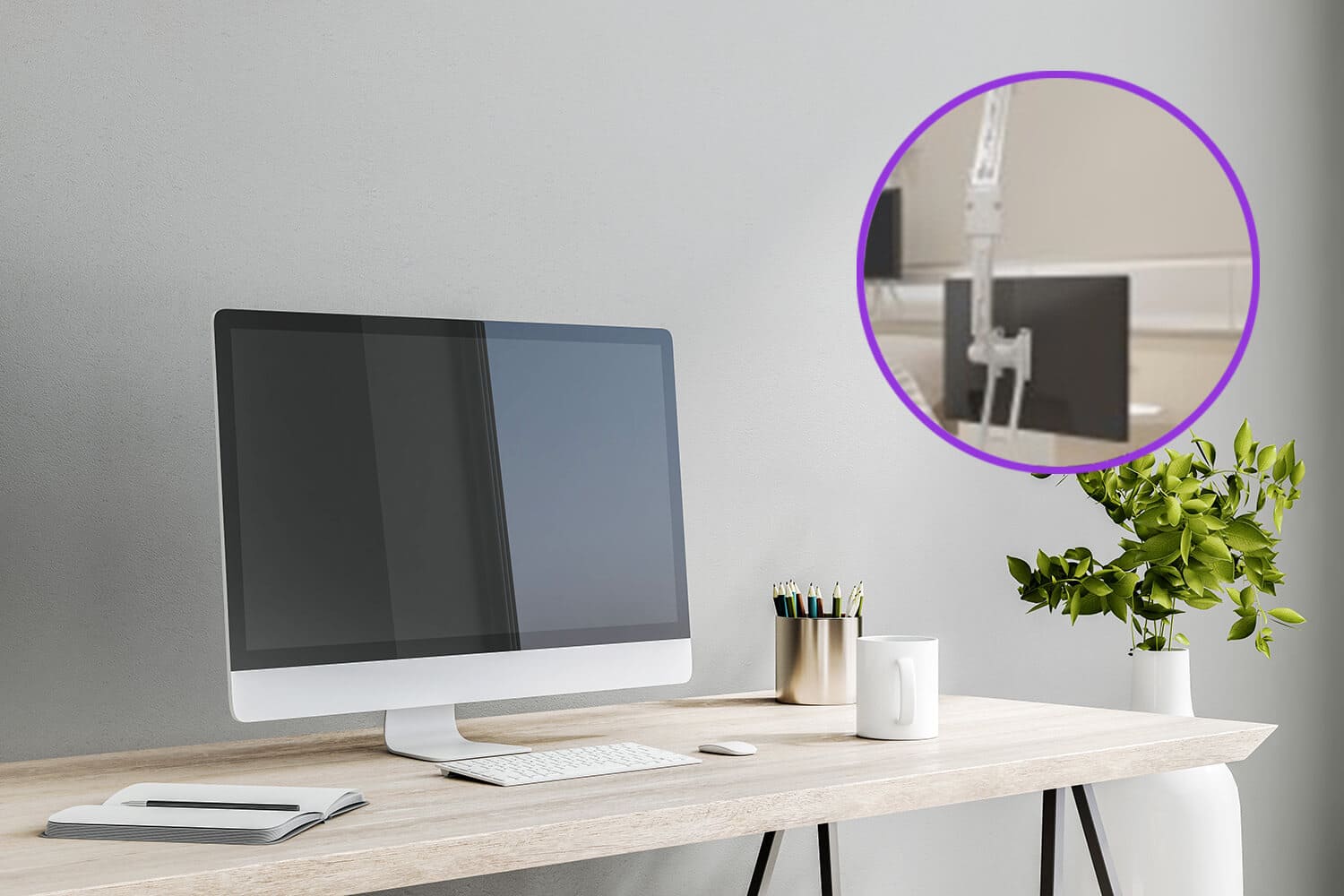 Monitorarm, roterande skärmhållare, lång skärmarm justerbar, väggfäste 178 cm, Spacetronik