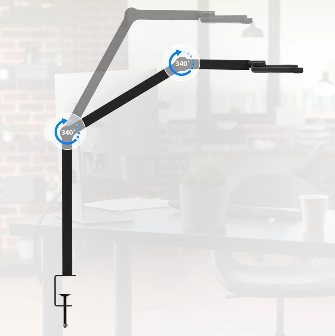 Glow D2 Adjustable Black Desk Drafting Lamp 24W, Spacetronik