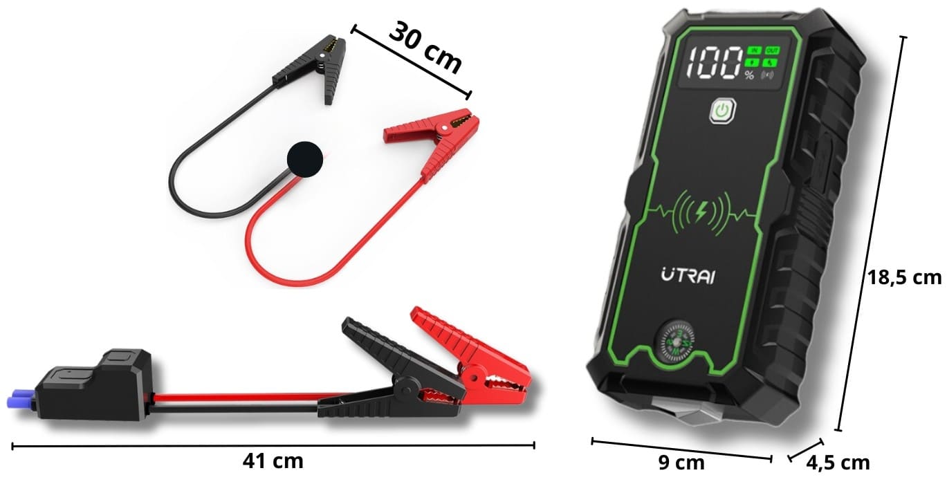 Super Kraftfull Powerbank och Booster för Snabbstart av Bilar, Starthjälp, 2500 A, 16000mAh