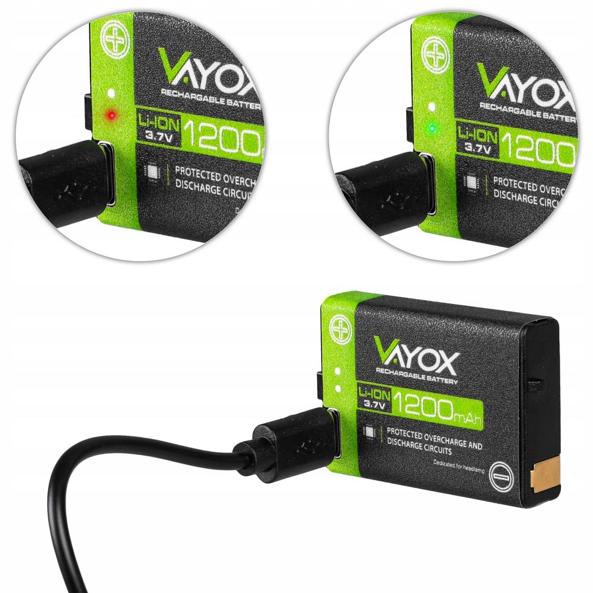 LED Headlight / Flashlight, Waterproof, USB-C Rechargeable, 500lm, VAYOX
