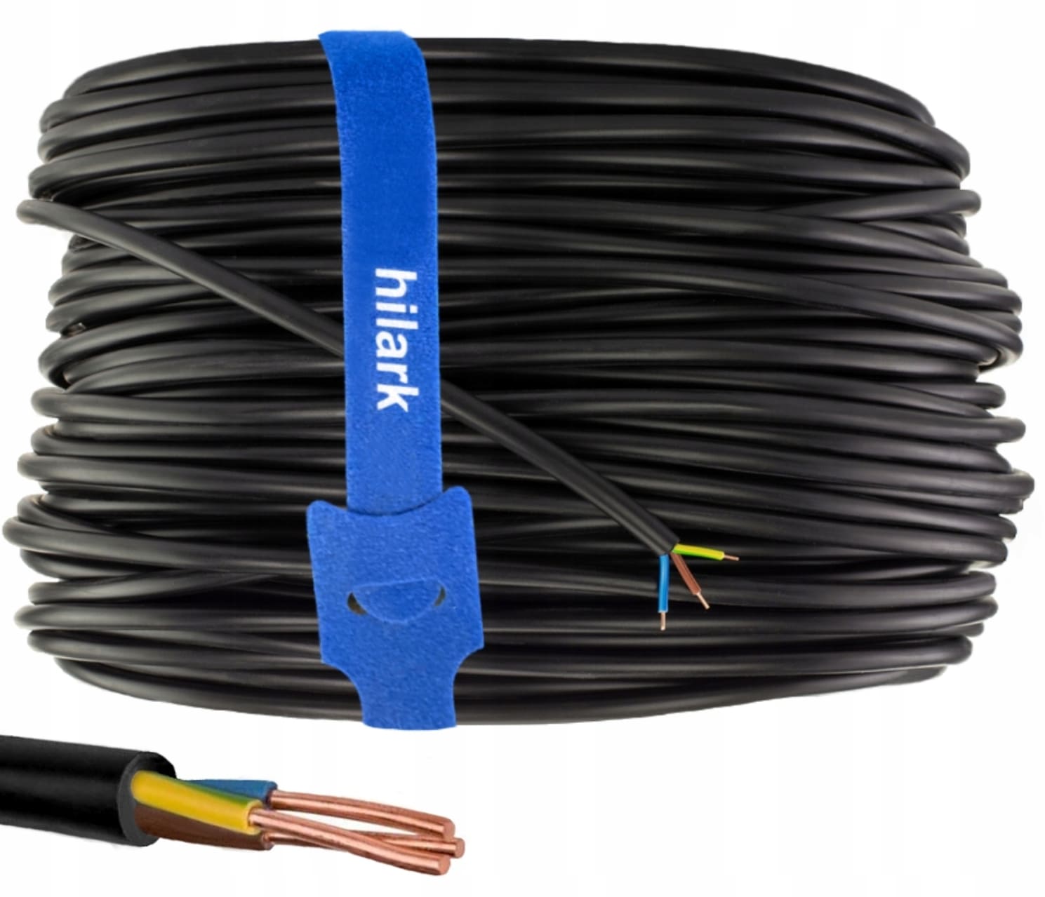 Installationskabel 230V 3G 2, 5 mm² PVC jordkabel rund elkabel, 25-100m