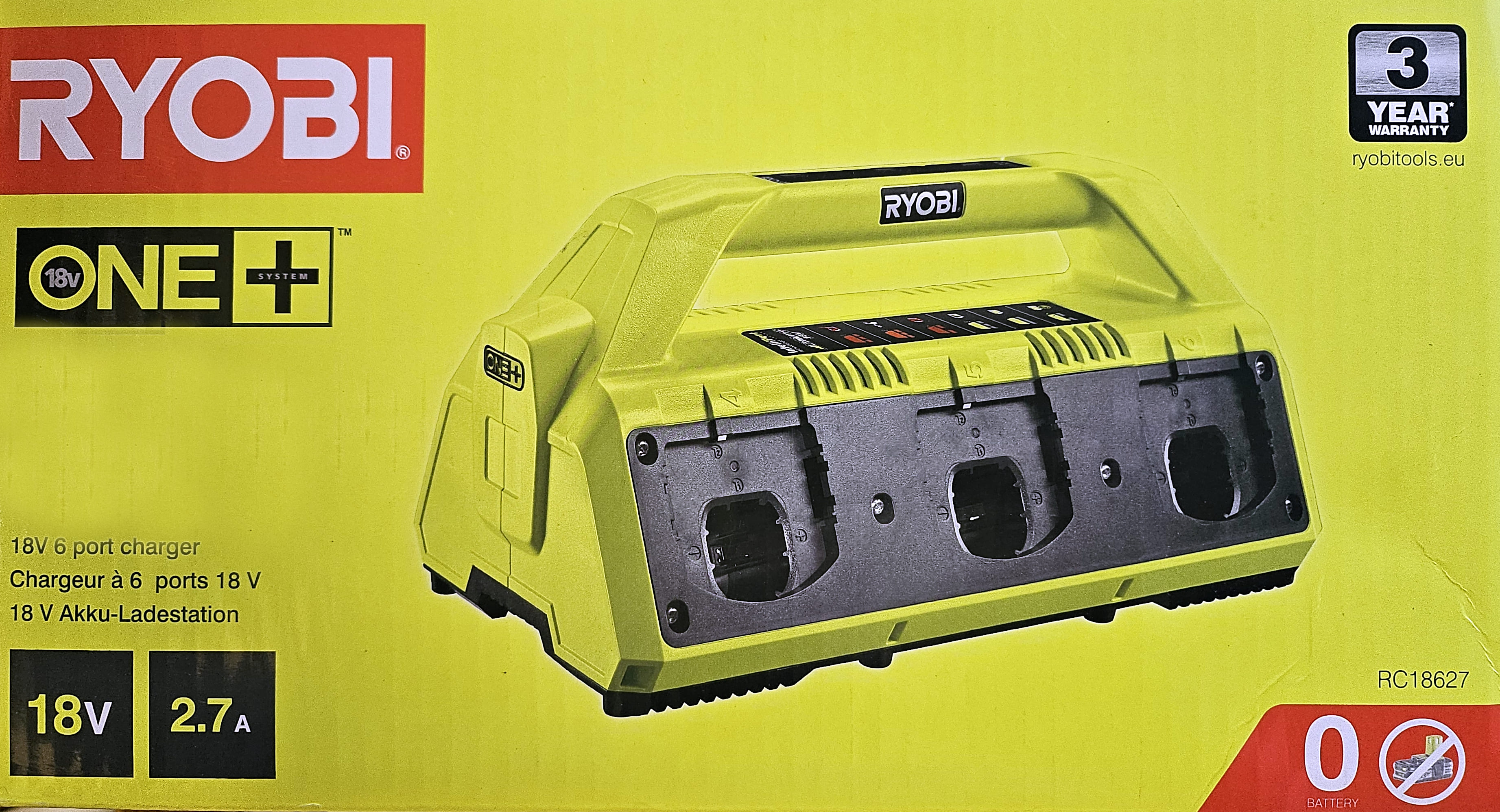 Batteriladdare 18V, multiladdare för 6st batterier, för Ryobi One+
