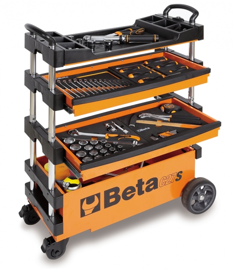 Foldable Outdoor Tool Cart, 100 Tools, Central Lock, Rolling, BETA Tools