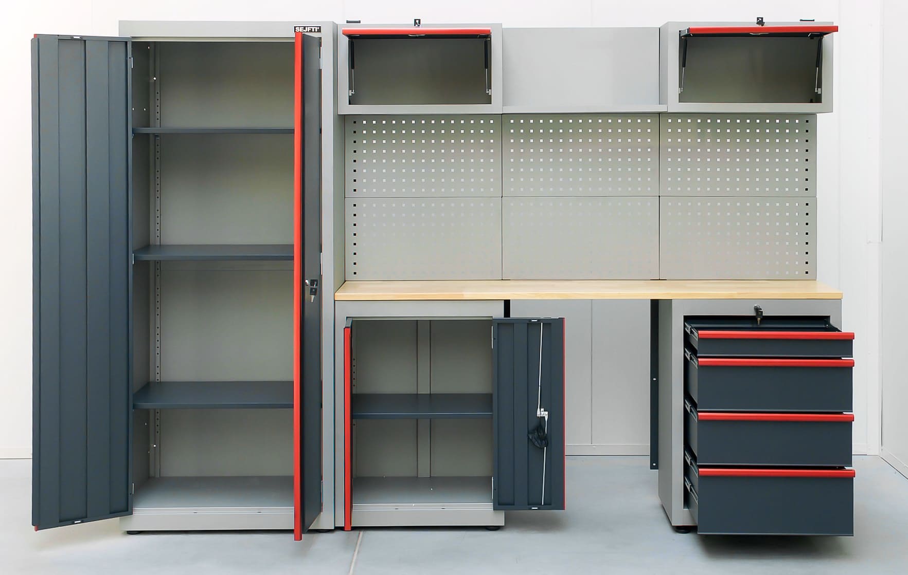 Verkstadsmöbler, komplett set för garage eller verkstad, Alfa 12, SEJFTI