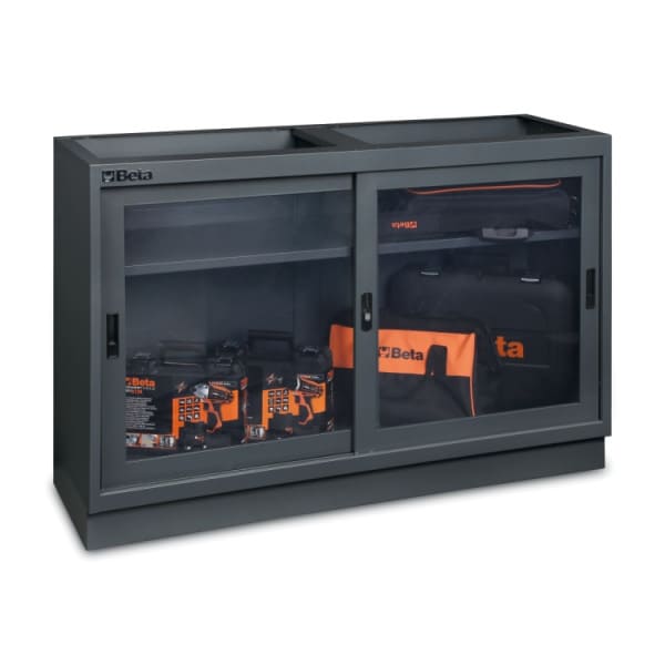Verktygsskåp 1360 mm med 2 polykarbonatdörrar och justerbar hylla, BETA Tools