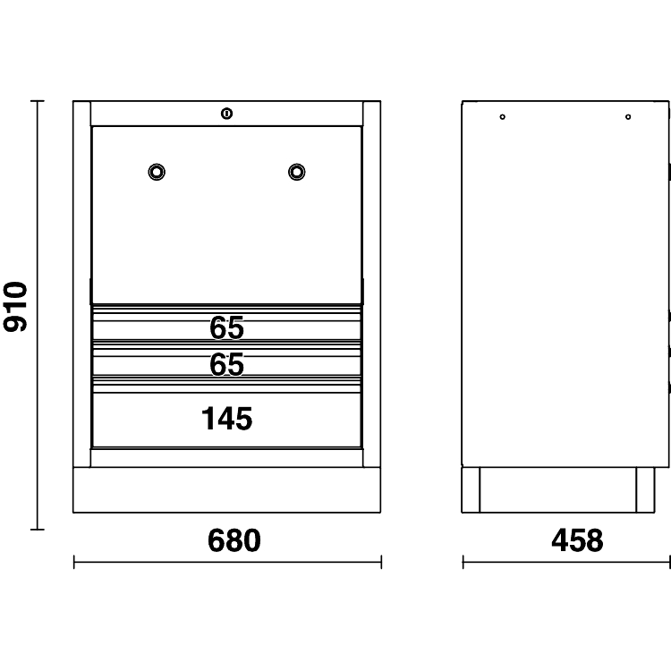 Storage Module with 3 Drawers and 2 Built-in Rollers, BETA Tools