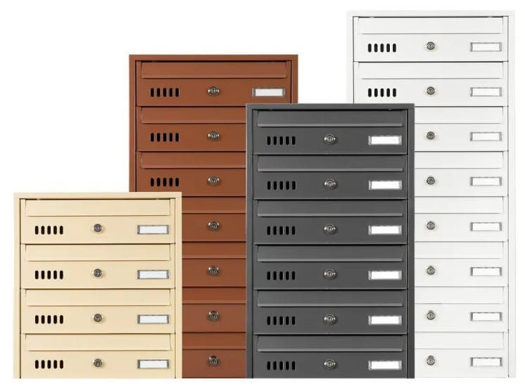 Mailbox, post box with 1-16 letter compartments, Alabaster mail sorting cabinet, EU compliant