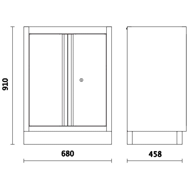 Förvaringsmodul 2-dörrars med hylla och lås, 670 x 420 mm, BETA Tools