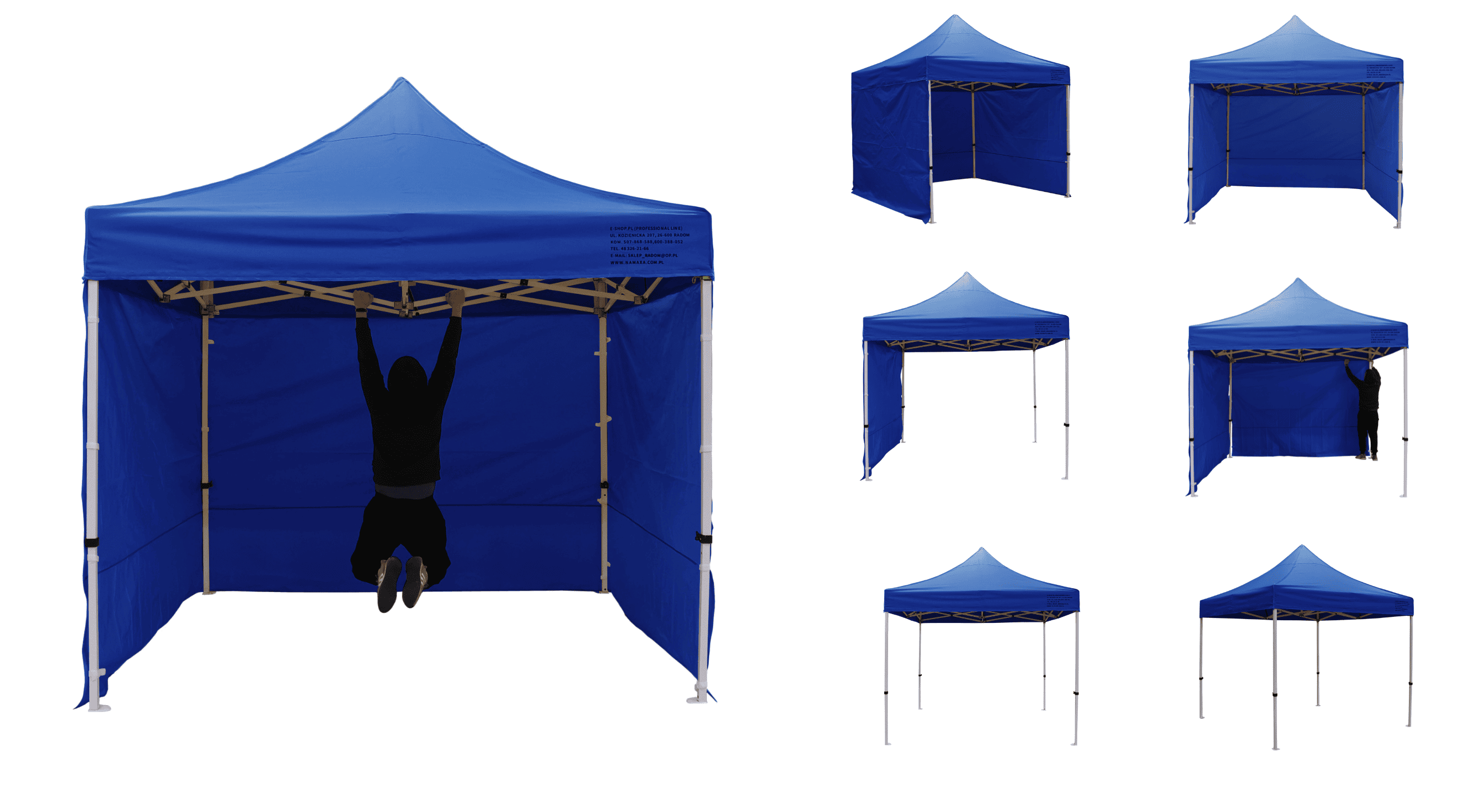 Premium popup tält 3 x 3m med 4 x 4 cm ben, robust handelstält, Namaxa