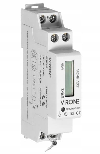 Elmätare 1-fas 230V, för camping, hamnar m.fl., elektronisk energimätare med impulsutgång, IP51, MID certifierad, Virone