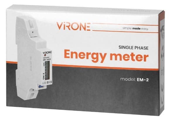 Elmätare 1-fas 230V, för camping, hamnar m.fl., elektronisk energimätare med impulsutgång, IP51, MID certifierad, Virone