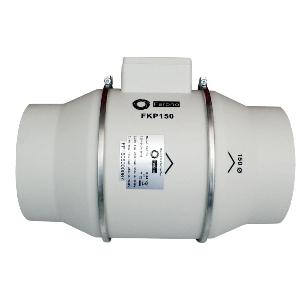 Kanalfläkt 150 mm, 530m3/h, 300Pa, 54W, rörfläkt, Ferono