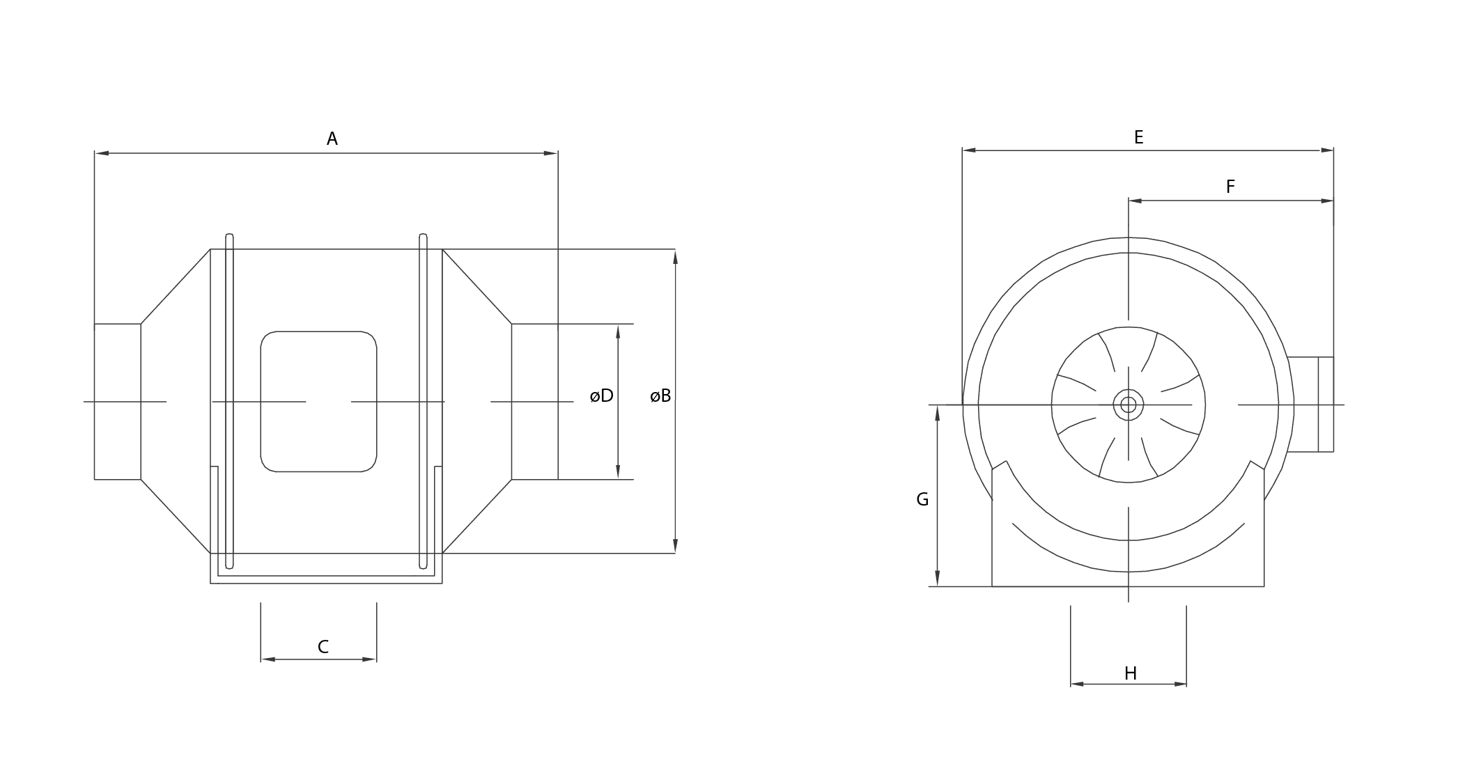 Kanalfläkt 315 mm, 2206m3/h 693Pa 380W, rörfläkt, Ferono