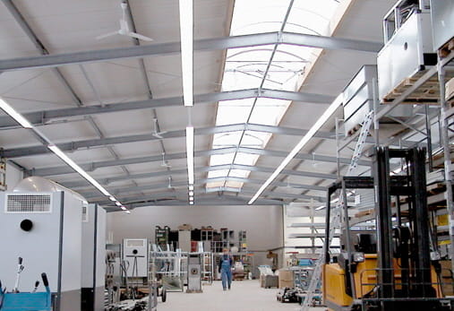 Industrifläkt Tak Pendelmontage 142cm 15000m³/h 75W Värmeåtervinning, Fenne