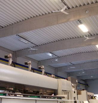 Industrifläkt Tak Pendelmontage 142cm 15000m³/h 75W Värmeåtervinning, Fenne