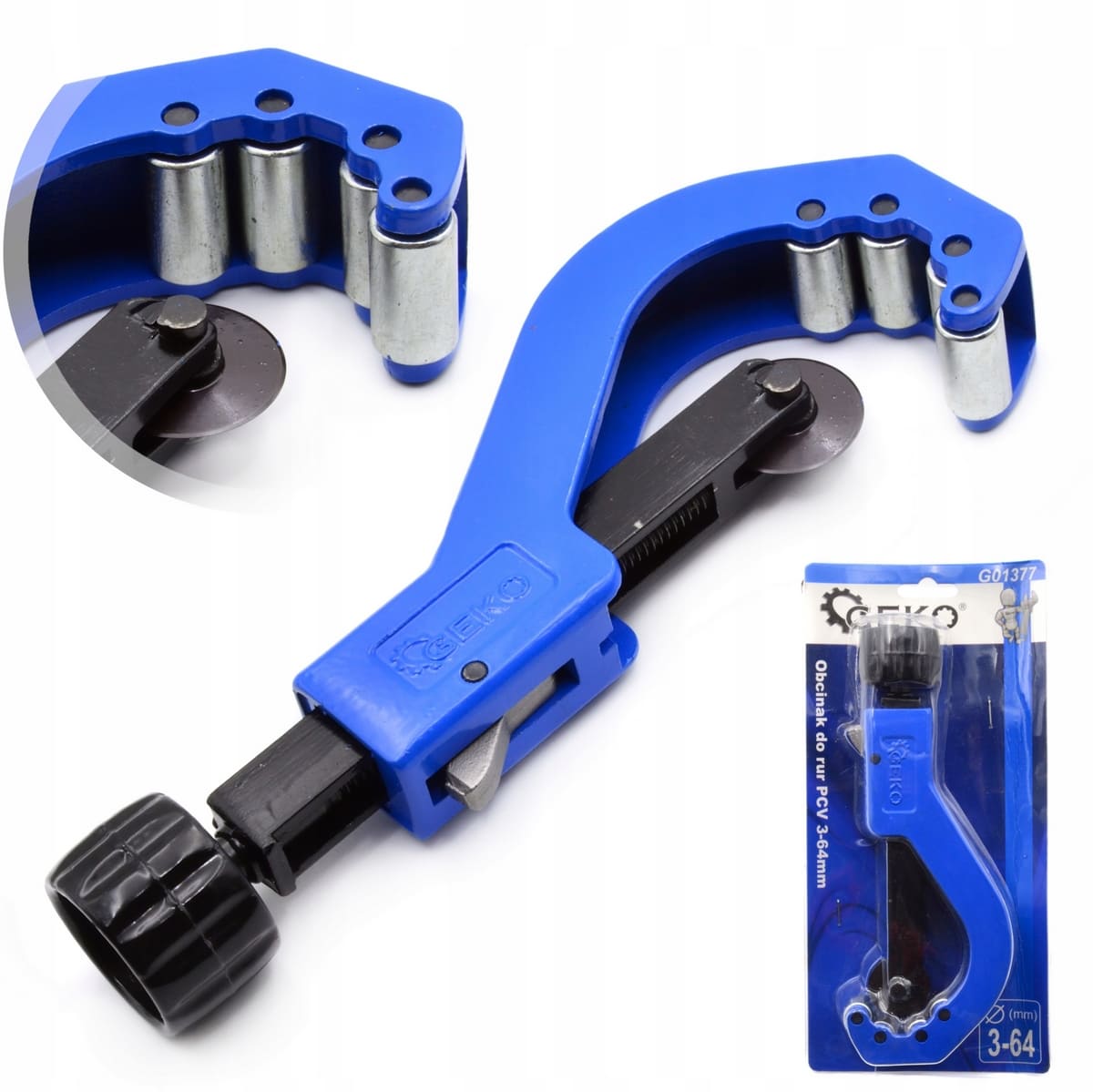 Röravskärare, rörsax för PVC, Koppar och aluminium, justerbar 3-64 mm, Geko