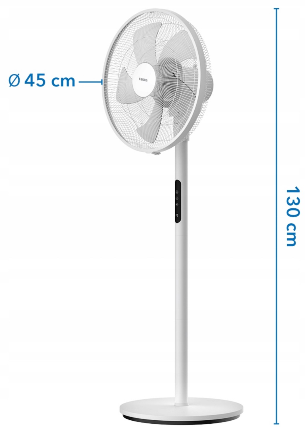 Golvfläkt, tyst, 5 transparenta blad, 45 cm 60W, fjärrkontroll, höjdjusterbar, EBERG