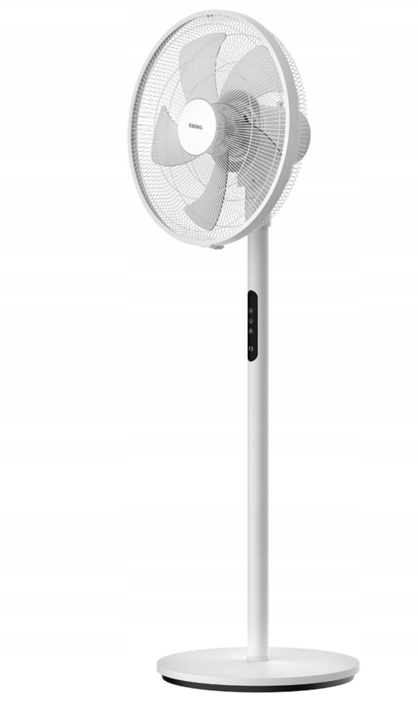 Golvfläkt, tyst, 5 transparenta blad, 45 cm 60W, fjärrkontroll, höjdjusterbar, EBERG