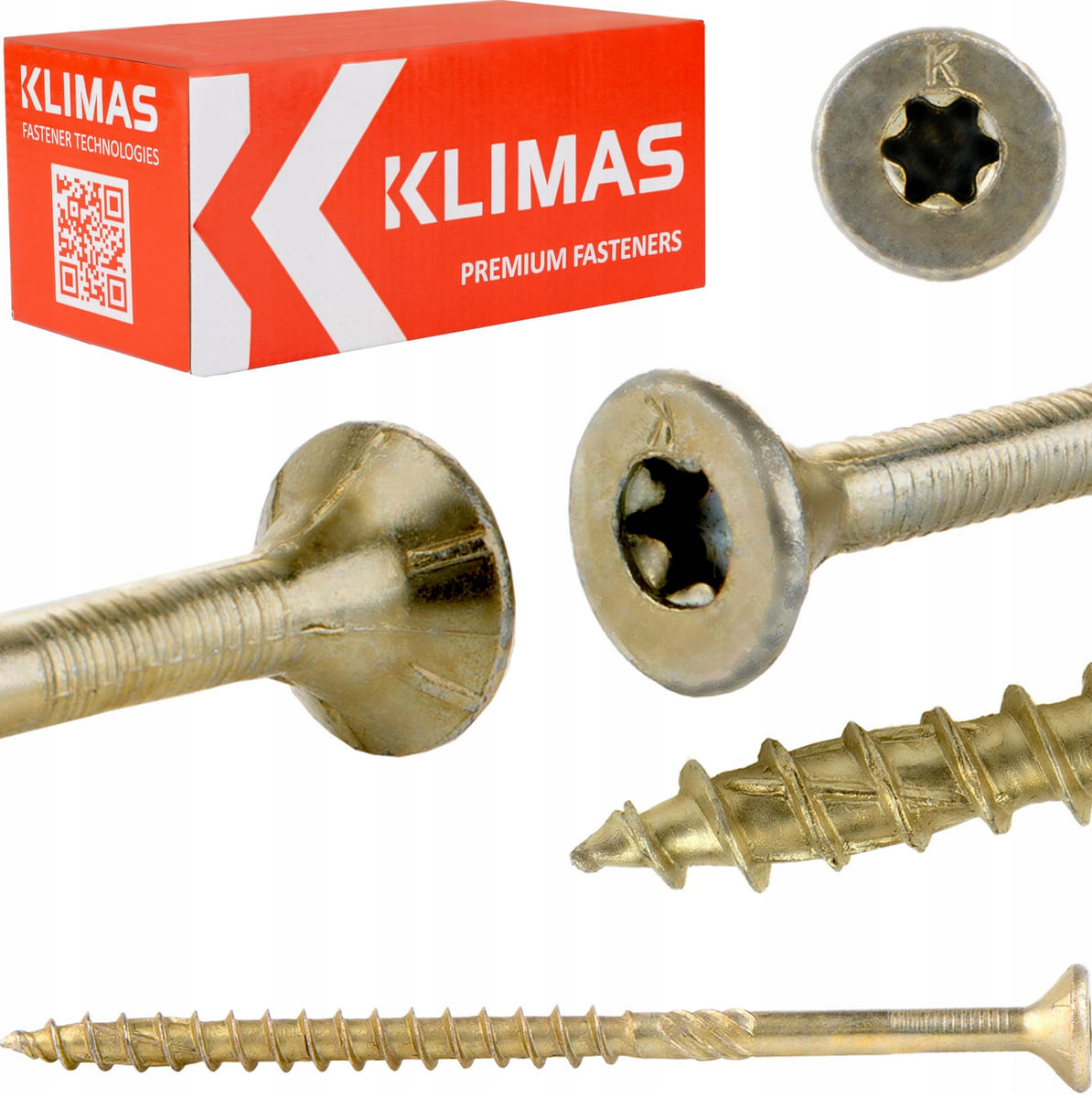 Wood Screws TORX C4 countersunk head 4 x 30 to 6 x 200, 200 to 1000st per box, Klimas