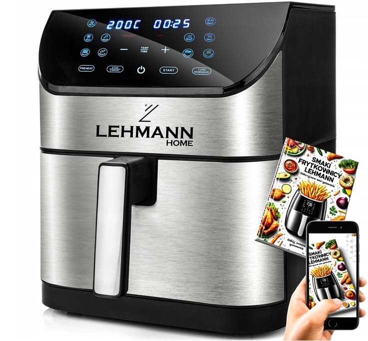 Varmluftsfritös Airfryer 8L – Hälsosam matlagning utan olja, 1800W, LCD, Lehmann Prokado