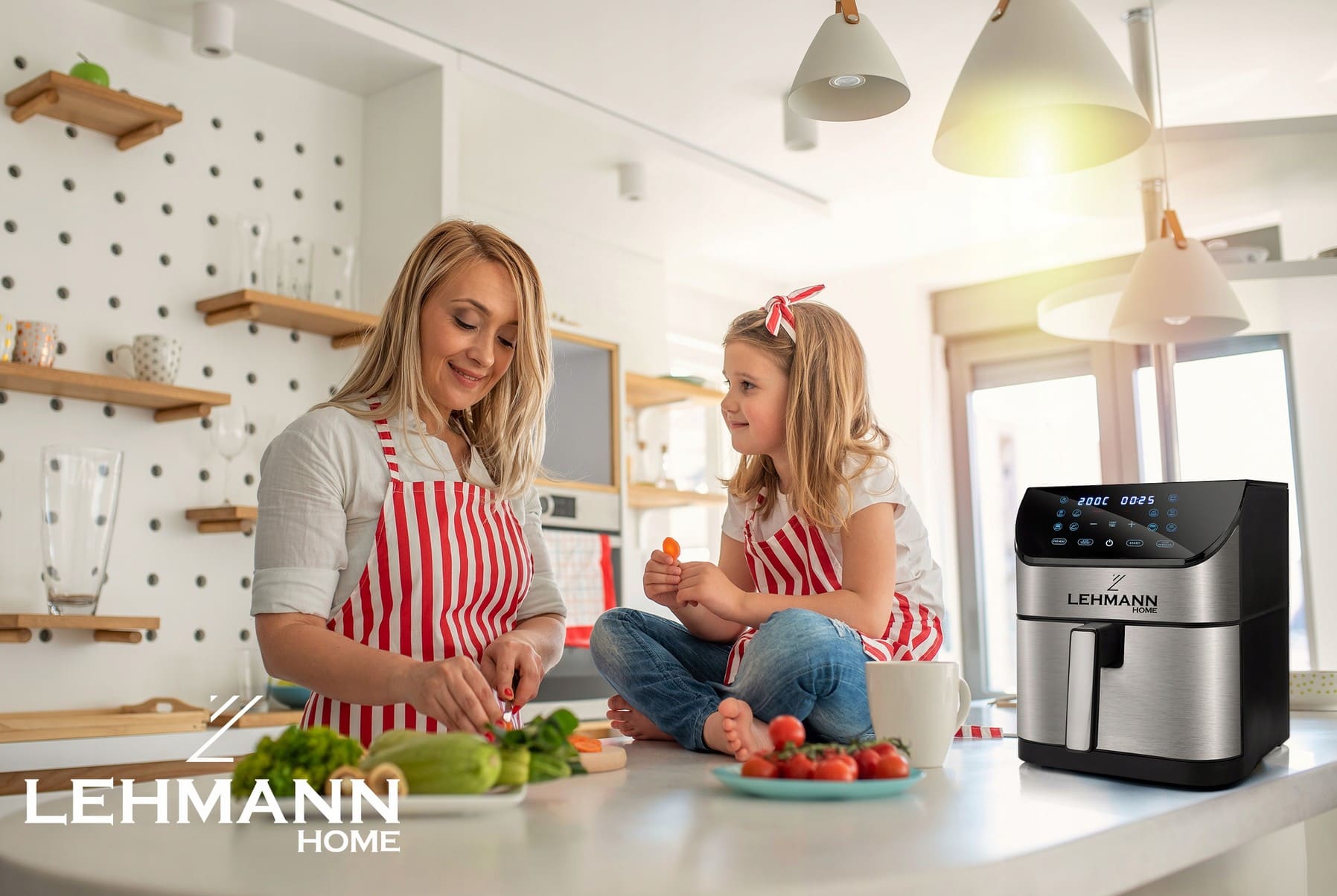 Varmluftsfritös Airfryer 8L – Hälsosam matlagning utan olja, 1800W, LCD, Lehmann Prokado