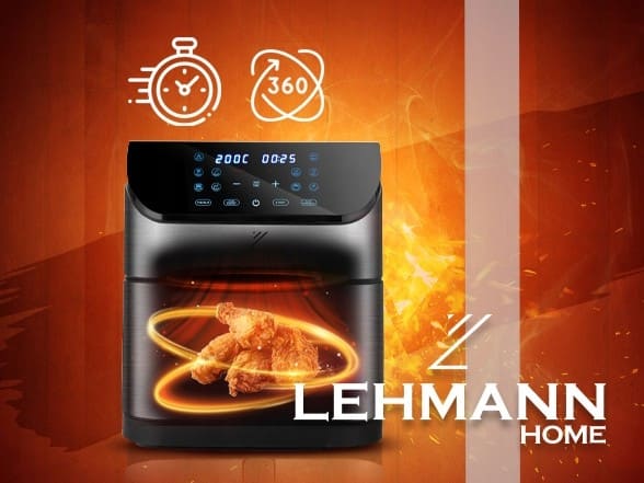 Varmluftsfritös Airfryer 8L – Hälsosam matlagning utan olja, 1800W, LCD, Lehmann Prokado