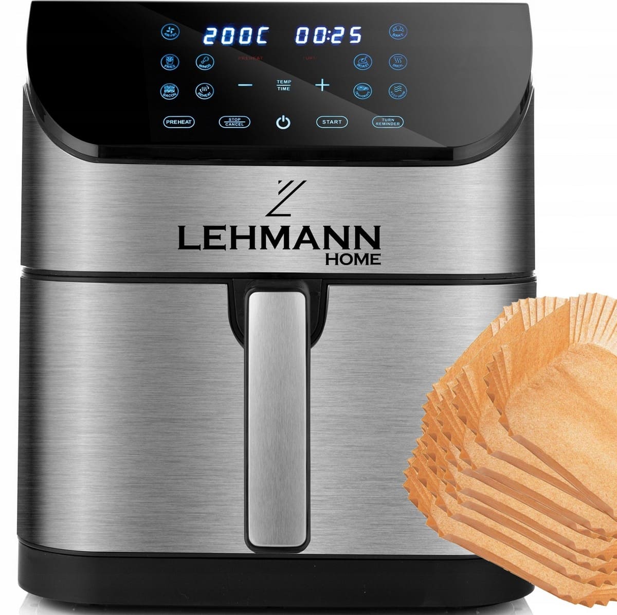 Varmluftsfritös Airfryer 8L – Hälsosam matlagning utan olja, 1800W, LCD, Lehmann Prokado