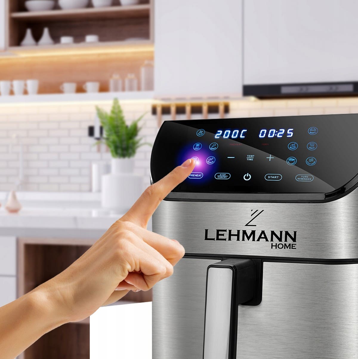Varmluftsfritös Airfryer 8L – Hälsosam matlagning utan olja, 1800W, LCD, Lehmann Prokado
